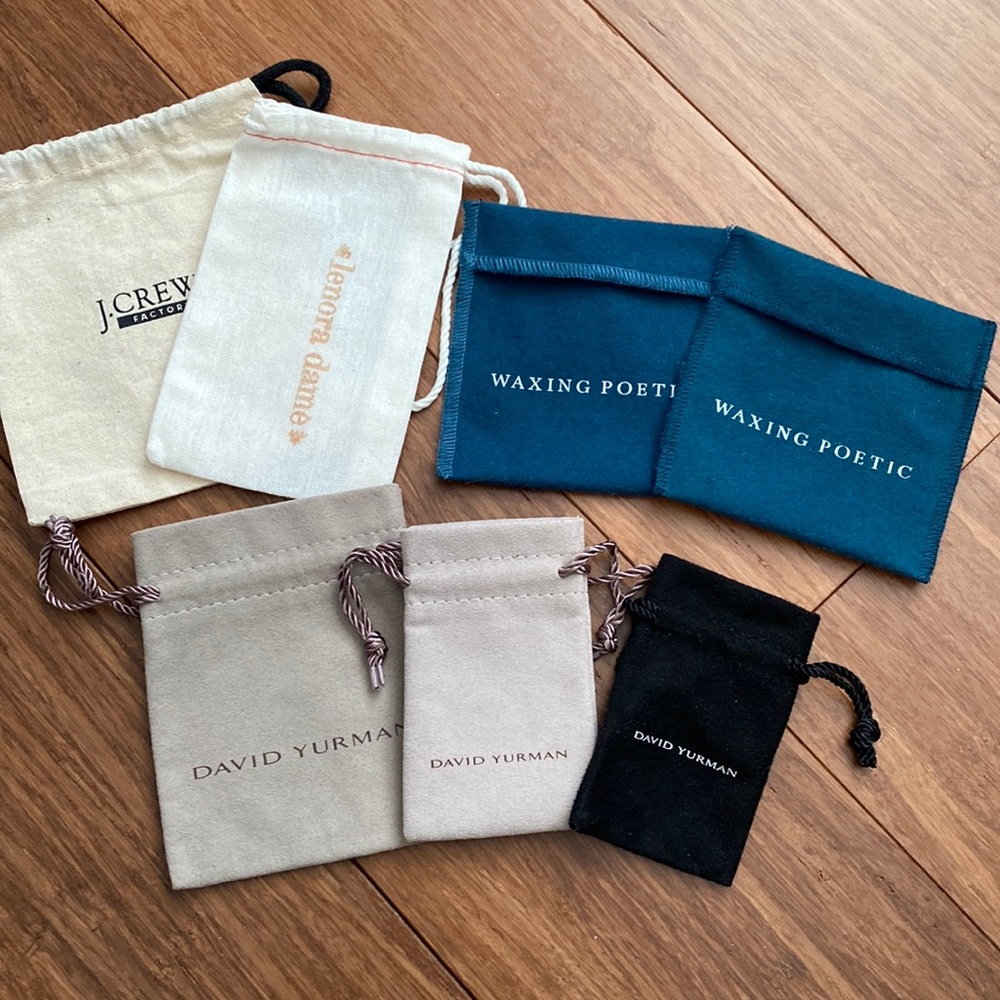 Lot of 7 Jewelry Dust Bags David Yurman Waxing Poetic J Crew Factory Lenora Dame